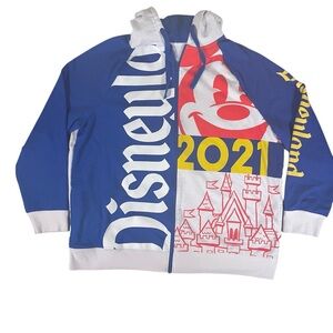 Disney Blue and White Hoodie Zip Up Castle